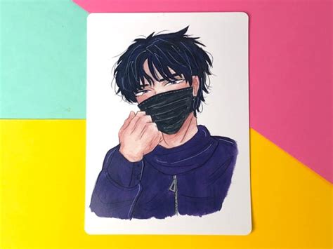 Among Us Purple Anime Character Watercolor Painting Glossy Etsy