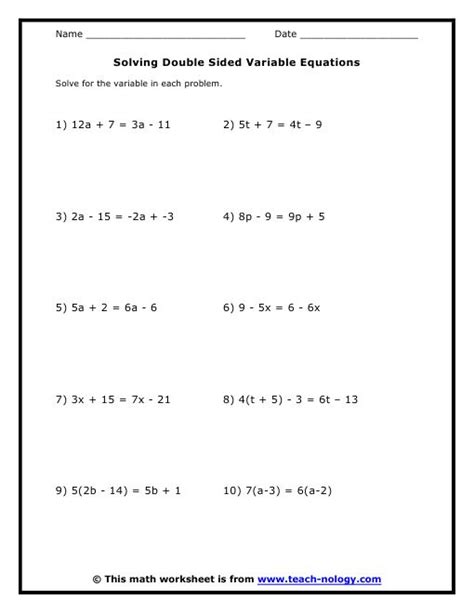Asked 1 year, 6 months ago. solving for a variable worksheet in 2020 | Equations ...