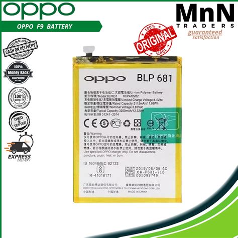 Oppo F9 Battery Model Blp681 Li Ion Built In Smartphones Android