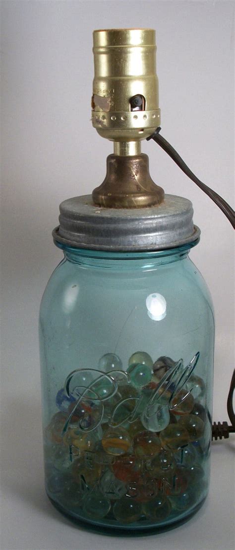 Vintage Mason Jar Lampblue Mason Jarlighting