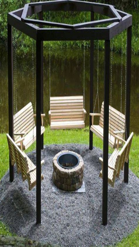 Swings around a fire pit. Swings around the fire pit!!!!!!!! | Backyard, Fire pit swings, Fire pit seating