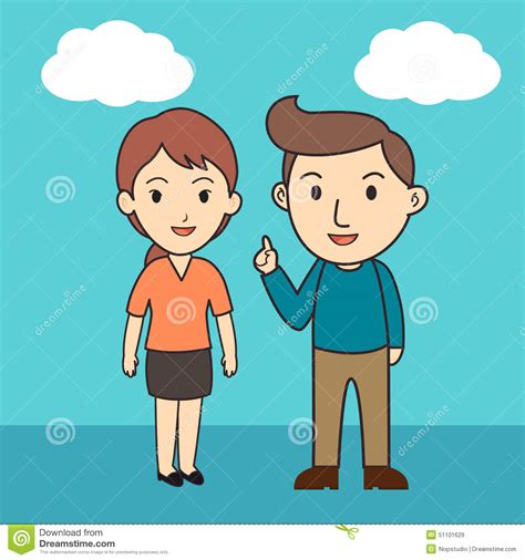 Male And Female Character Cartoon Stock Vector