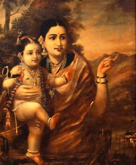 Raja Ravi Varma Paintings Painting Krishna As A Child With Yashoda Maiya