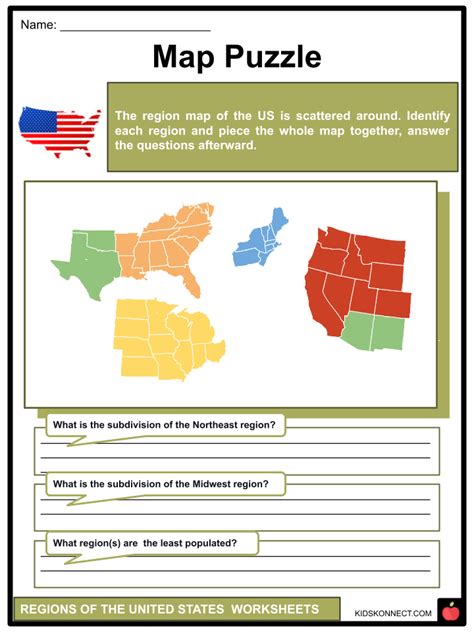 Regions Of The United States Facts And Worksheets Cities And States