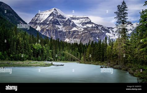 Long Exposure Of The Robson River And Mount Robson The Highest Peak In