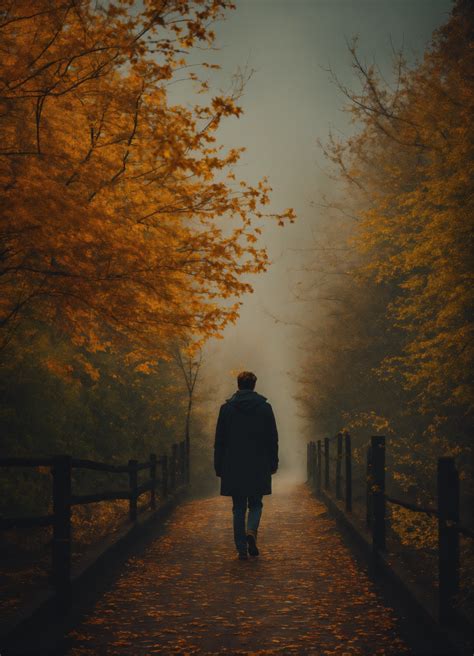 Lexica Alone Person Walk Into The Dark Autumn