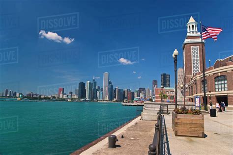 A View Of Chicago Skyline From Navy Pier Stock Photo Dissolve