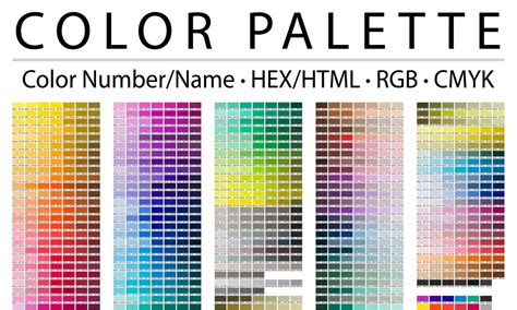 Color Palette Color Chart Print Test Page Color Codes Rgb Hex Html Cmyk