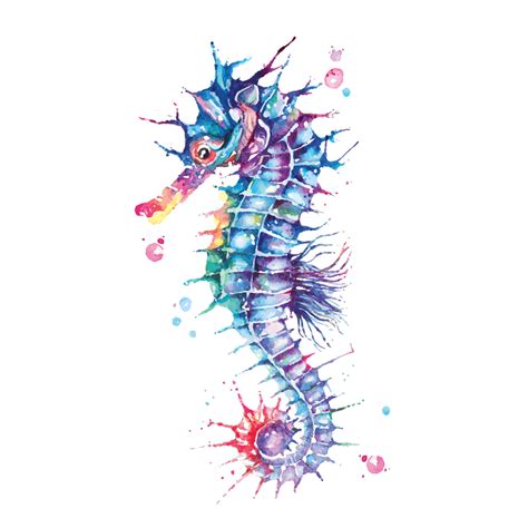 Download Seahorse Painted With Watercolor Vector Art Choose From Over
