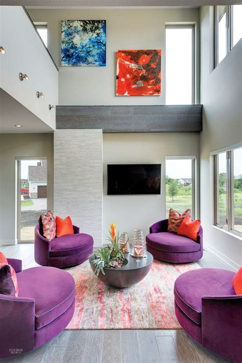 The Light Filled Double Height Living Room Of An Airy Minnesota Abode