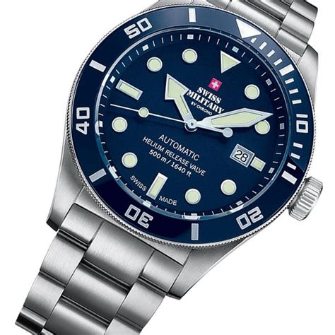 Swiss Military Deep Blue Mens Automatic Watch Sma3407502 The