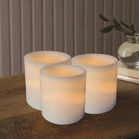 3 Pack Mainstays 3x4 Inch Flameless Led Pillar Candles White