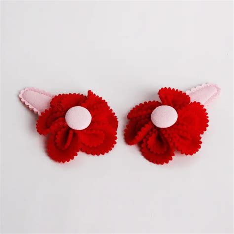 Flower Handmade Bb Hair Clips Fashion Knitted Floral Hairpin Pink Red