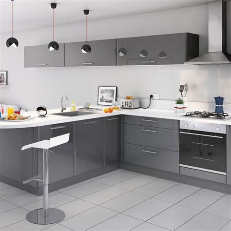 Cuisine équipée blanche avec crédence blanche et sol parquet. Cuisine Castorama - Cuisine COOKE & LEWIS Subway gris ...