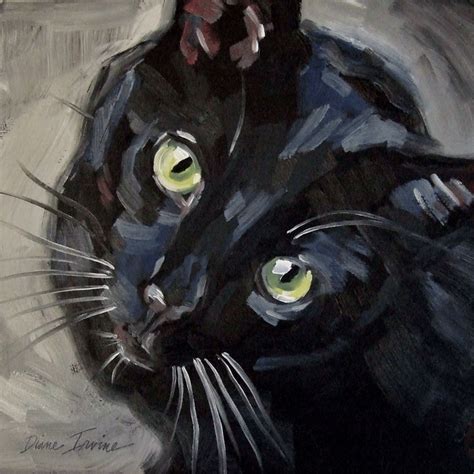 Paintings From The Parlor Black Cat Looking Up Original Oil Painting