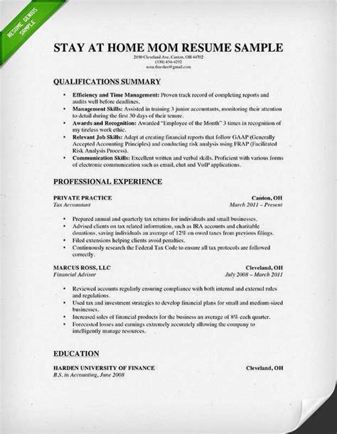 How To Write A Stay At Home Mom Resume Resume Genius Resume