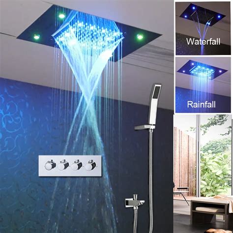 Waterfall Shower Head Set Ceiling Concealed Luxury 2 Function Shower
