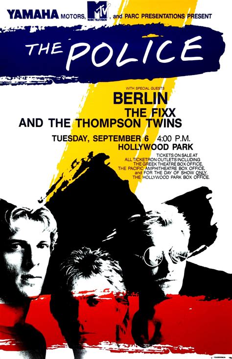 Upload your own images, and even fonts, all for free! The Police, Berlin, Thompson Twins - 1983 Hollywood Park ...
