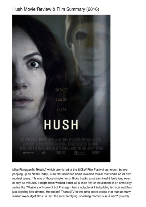 Hush Movie Review And Film Summary 2016
