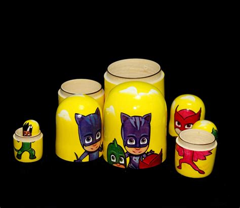 Pj Masks Nesting Doll 17 Cm Matryoshka Russian Collectible Etsy