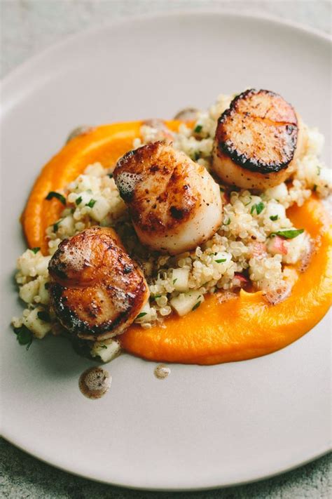 Seared Scallops With Quinoa And Apple Salad Butternut