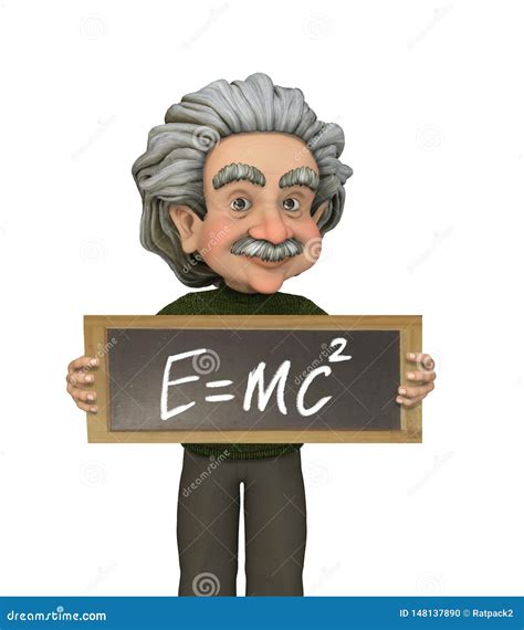 Physicist Albert Einstein Presenting His Formula On A Blackboard Stock