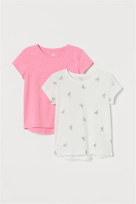 2 Pack Cotton T Shirts Pinkunicorns Kids Handm Us
