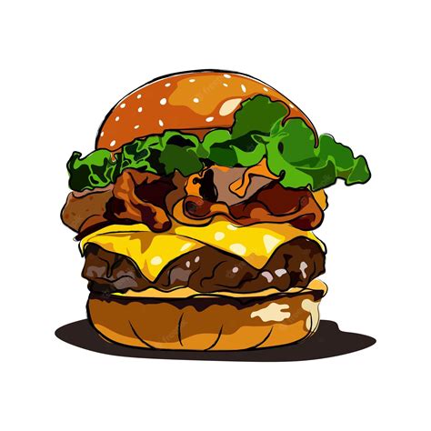Premium Vector Sketch Hand Drawn Beef Bacon Burger Ilustration Burger 2