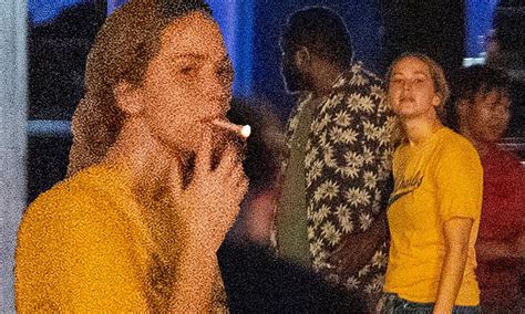Jennifer Lawrence Smokes A Cigarette While Filming A Bar Scene With Brian Tyree Henry Daily