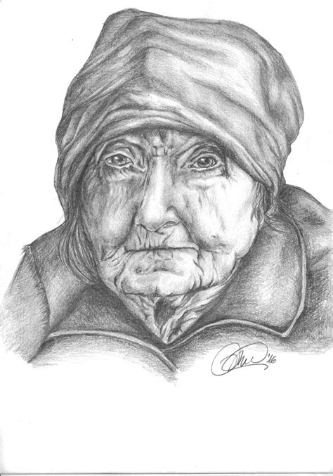 Old Lady Drawing By Monica De Bellis Saatchi Art