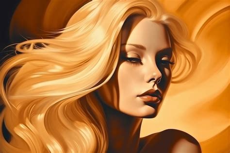 Premium Ai Image A Woman With Long Blonde Hair And A Golden Sun On Her Face