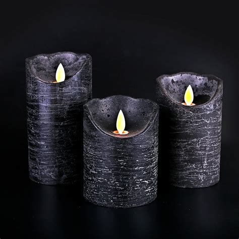 3 Pcs Black Flameless Candles Halloween Black Candlescandle Etsy