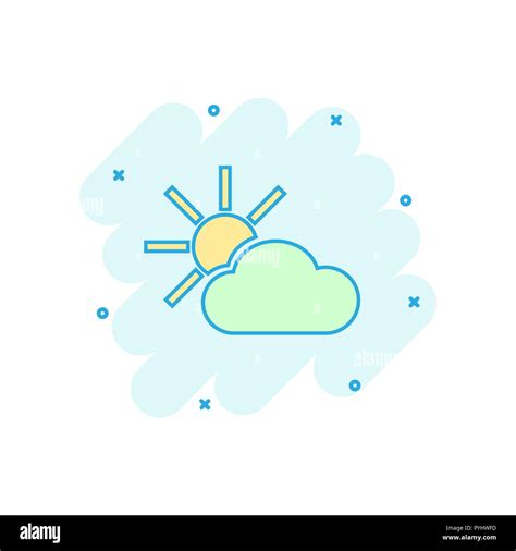 Vector Cartoon Weather Forecast Icon In Comic Style Sun With Clouds