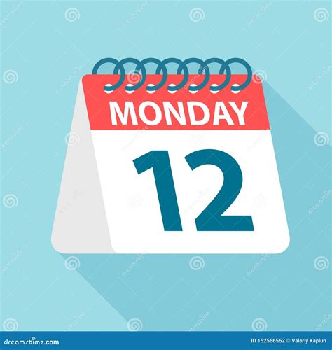 Monday 12 Calendar Icon Vector Illustration Of Week Day Paper Leaf