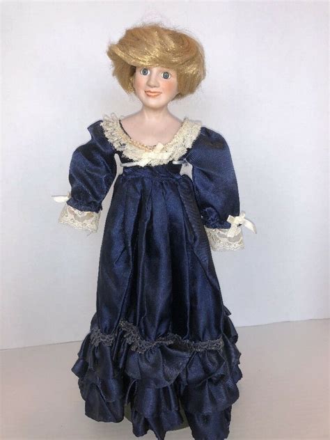 Princess Diana Porcelain Doll In Blue Dress 17 Tall Franklin Mint