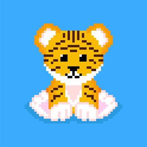 Personaje De Tigre En Estilo Pixel Art Vector En Vecteezy