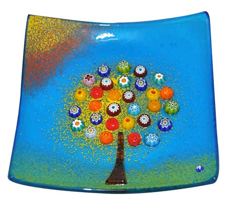 Murano Glass Plate With The Tree Of Life Pl001 Fused Glass Plates Fused Glass Ornaments Fused