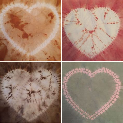 Four Natural Dyes Shibori Hearts Part Of My Love Quilt Project For