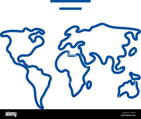 World Map Line Icon Concept World Map Flat Vector Symbol Sign