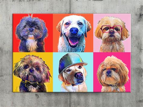 Pop Art Pet Portrait Andy Warhol Style Pop Art Canvas Custom Etsy