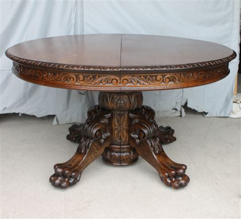 Bargain Johns Antiques Antique Round Victorian Carved Oak Dining