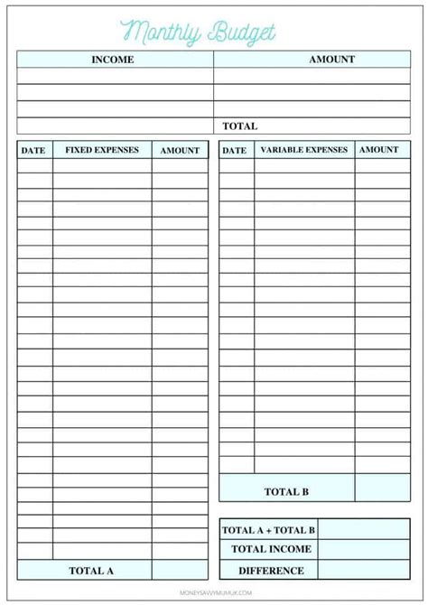 Monthly Budget Planner Printable Download