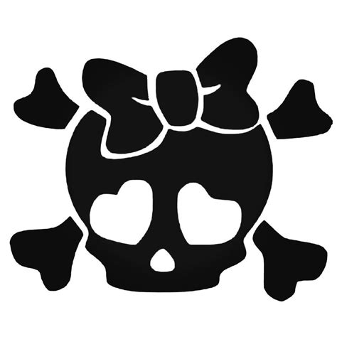 Skull With Bow And Crossbones ~ Custom Vinyl Decal ~bumper Sticker ~ Many
