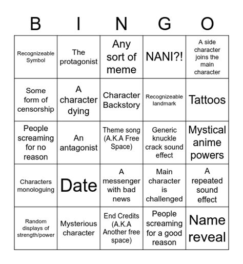Anime Bingo Make Your Own Bingo Cards With This Free Simple App