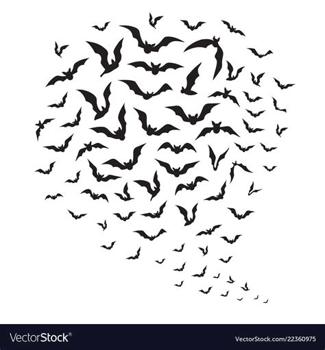 Halloween Flying Bats Swarm Of Bat Silhouettes Vector Image