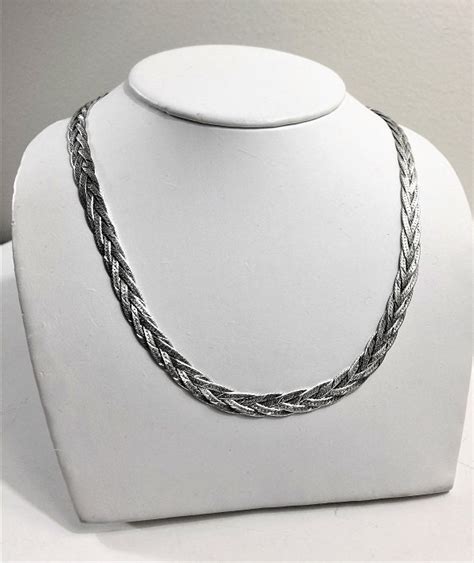 Vintage Sterling Silver 925 Braided Weave Necklace 18