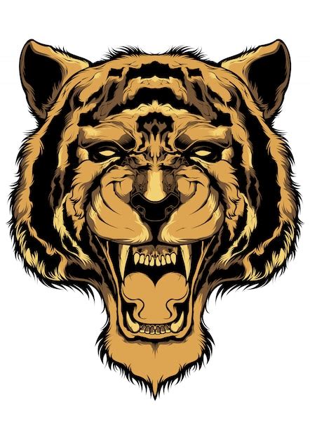 Ilustración de cara de tigre Vector Premium