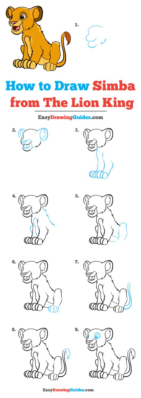 How To Draw Simba From The Lion King Really Easy Drawing Tutorial