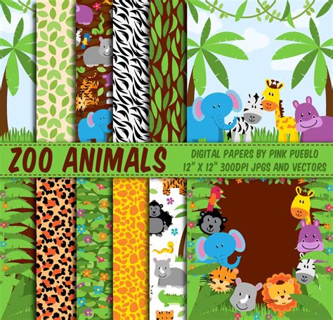 Zoo Animal Patterns And Backgrounds Zoo Animal Safari Jungle Wild Paper