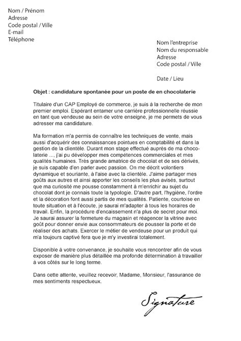 Lettre De Motivation Vendeuse En Chocolaterie Modèle De Lettre